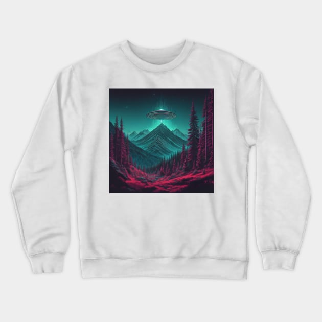 UFO Chronicles Podcast - UFO Glitch Artwork V11 Crewneck Sweatshirt by UFO CHRONICLES PODCAST